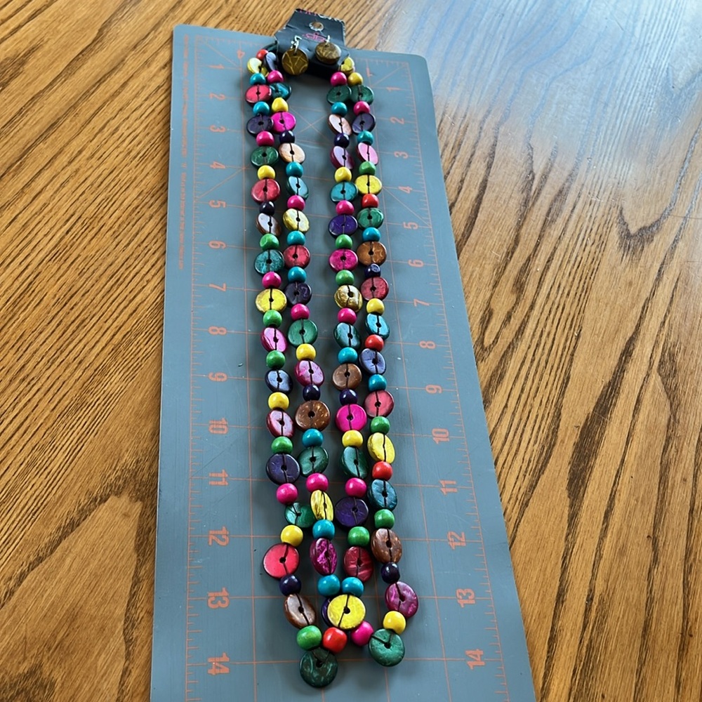 Paparazzi Long Colorful Beaded Necklace w earrings NIP 3/15 - Picture 14 of 16